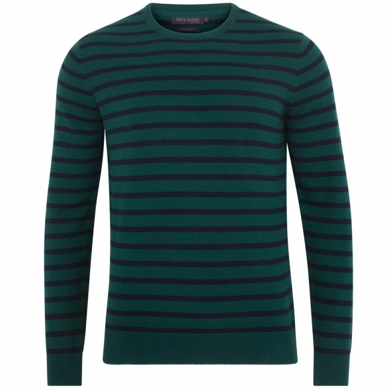 Brand new βοΈ Mens 100% Cotton All Over Stripe Breton Tyrell Jumper - Bottle Green By Paul James Knitwear π 3 Brand new βοΈ Mens 100% Cotton All Over Stripe Breton Tyrell Jumper - Bottle Green By Paul James Knitwear π