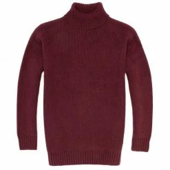 Budget ✔️ Mens 100% Cotton Submariner Roll Neck Jumper Tawny Port By Paul James Knitwear 🛒