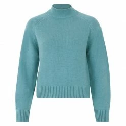 Buy π Womens Midweight 100% Cotton Turtleneck Raglan Sleeve Jumper - Teal By Paul James Knitwear π