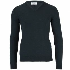 Hot Sale π Mens Extra Fine Merino Wool V-Neck Chester Jumper - Charcoal By Paul James Knitwear β