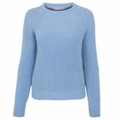 Top 10 🎁 Womens 100% Cotton Heavyweight Fisherman Rib Jumper - Baby Blue By Paul James Knitwear 🛒