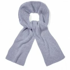 Buy 🎁 100% Cashmere Ribbed Scarf - Light Grey By Paul James Knitwear 😍