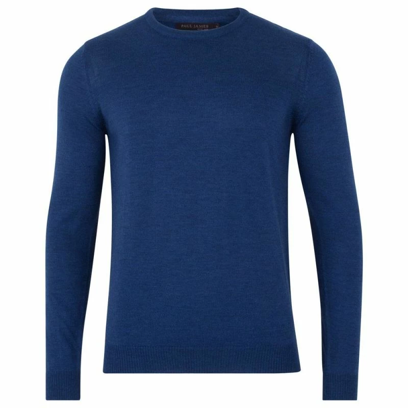 Promo π€© Mens Extra Fine Merino Wool Crew Neck Callington Jumper - Indigo By Paul James Knitwear π 3 Promo π€© Mens Extra Fine Merino Wool Crew Neck Callington Jumper - Indigo By Paul James Knitwear π
