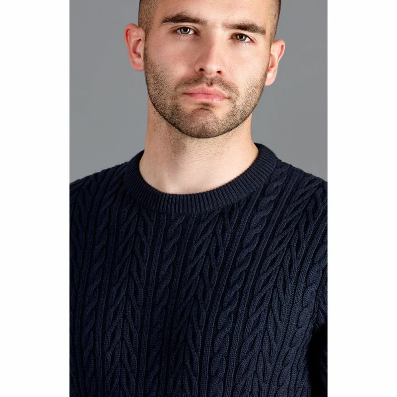 Outlet π Mens Midweight 100% Cotton Chevron Cable Joseph Jumper - Navy By Paul James Knitwear π€© 4 Outlet π Mens Midweight 100% Cotton Chevron Cable Joseph Jumper - Navy By Paul James Knitwear π€© - Image 2