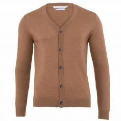 Buy β¨ Mens Lightweight Extra Fine Merino Wool Ravensdale Cardigan - Camel By Paul James Knitwear π