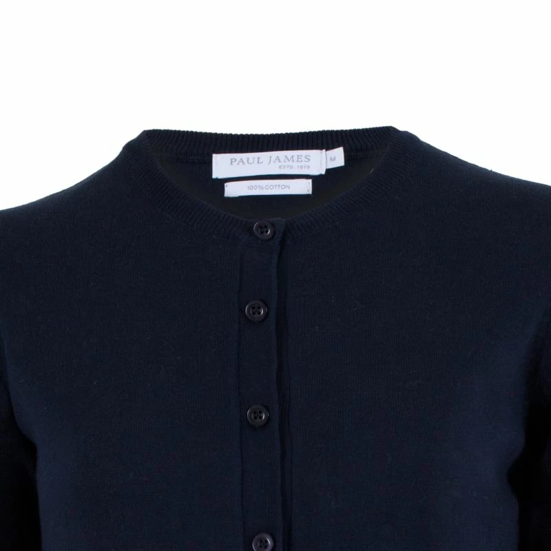 Budget β Womens Ultra-Fine Cotton Button Through Thea Cardigan - Navy By Paul James Knitwear π 4 Budget β Womens Ultra-Fine Cotton Button Through Thea Cardigan - Navy By Paul James Knitwear π - Image 2