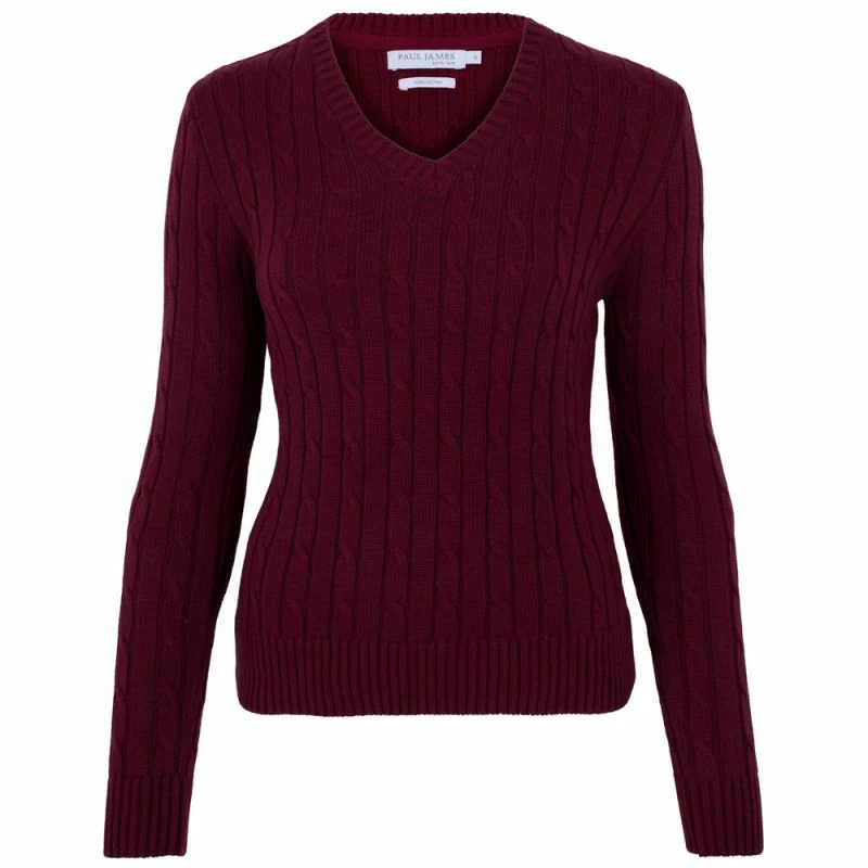 Best Sale π Womens 100% Cotton Cable V Neck Talulah Jumper - Rhododendron By Paul James Knitwear π₯ 3 Best Sale π Womens 100% Cotton Cable V Neck Talulah Jumper - Rhododendron By Paul James Knitwear π₯