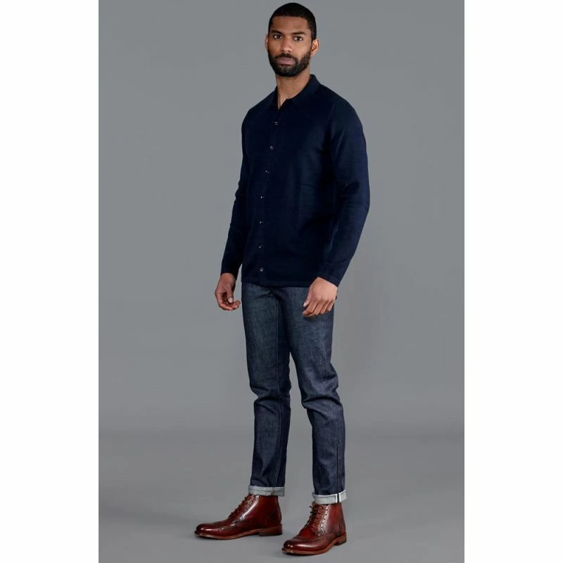New β Mens 100% Cotton Knitted π Shirt - Navy By Paul James Knitwear π 5 New β Mens 100% Cotton Knitted π Shirt - Navy By Paul James Knitwear π - Image 3