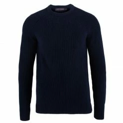 Discount π€© Mens 100% Cotton Fisherman Rib Knit Clark Jumper Navy By Paul James Knitwear π