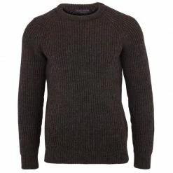 New ❤️ Mens 100% British Wool Heavyweight Ribbed Jumper Brown By Paul James Knitwear 💯