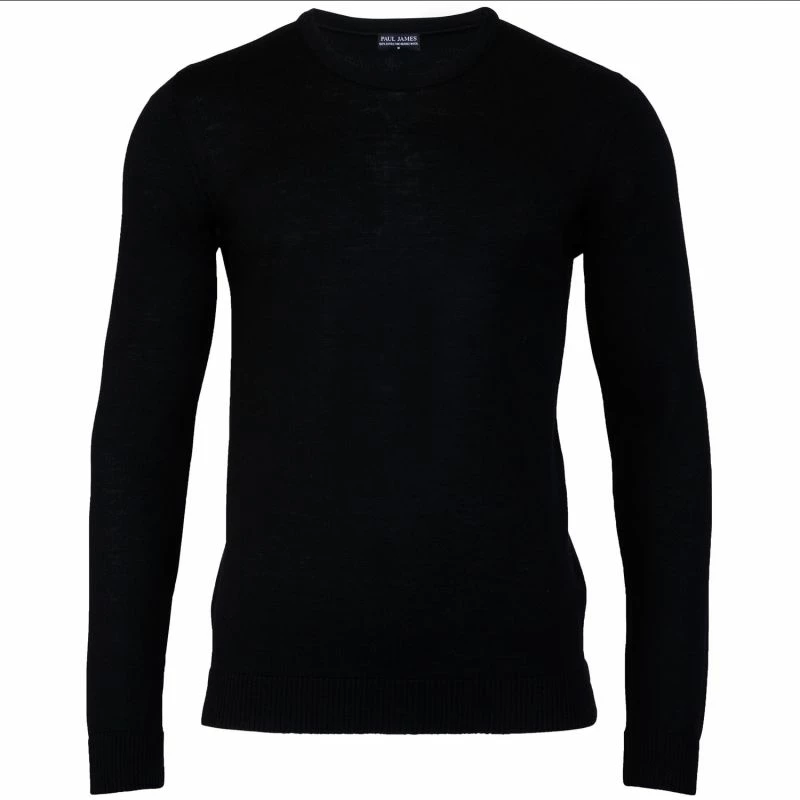 Wholesale βοΈ Mens Extra Fine Merino Wool Crew Neck Callington Jumper - Black By Paul James Knitwear π 3 Wholesale βοΈ Mens Extra Fine Merino Wool Crew Neck Callington Jumper - Black By Paul James Knitwear π