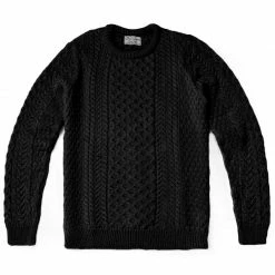 Wholesale 😉 Mens Fisherman's British Wool Cable Johnston Jumper - Black By Paul James Knitwear ⌛