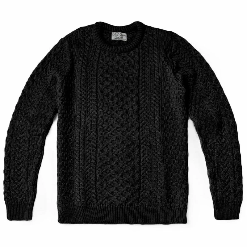 Wholesale π Mens Fisherman's British Wool Cable Johnston Jumper - Black By Paul James Knitwear β 3 Wholesale π Mens Fisherman's British Wool Cable Johnston Jumper - Black By Paul James Knitwear β