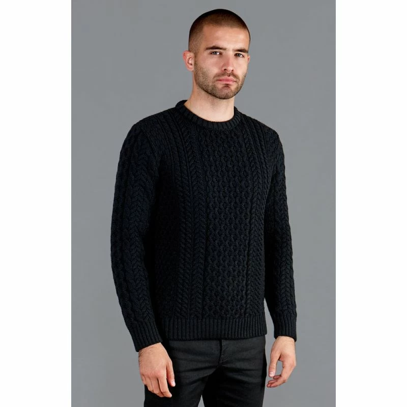 Wholesale π Mens Fisherman's British Wool Cable Johnston Jumper - Black By Paul James Knitwear β 4 Wholesale π Mens Fisherman's British Wool Cable Johnston Jumper - Black By Paul James Knitwear β - Image 2
