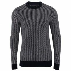 Best Sale 🛒 Mens 100% Cotton Fisherman Tuck Stitch Jumper - Navy By Paul James Knitwear 🌟