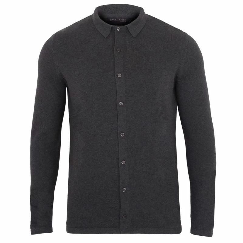 Flash Sale 𧨠Mens 100% Cotton Knitted π Shirt - Charcoal By Paul James Knitwear π 3 Flash Sale 𧨠Mens 100% Cotton Knitted π Shirt - Charcoal By Paul James Knitwear π