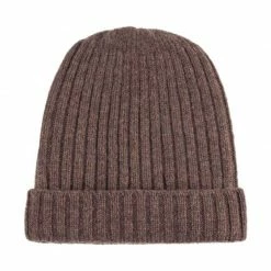 Deals π Unisex 100% Lambswool Ribbed Beanie Tobacco By Paul James Knitwear π