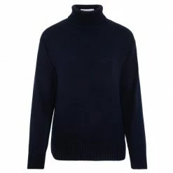 Best deal 🎁 Womens Pure Cotton Lightweight Submariner Roll Neck Jumper - Navy By Paul James Knitwear 💯