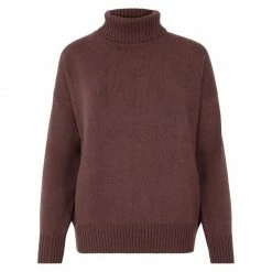 Promo 🧨 Womens Midweight 100% Cotton Relaxed Fit Submariner Jumper - Hazelnut By Paul James Knitwear ⭐