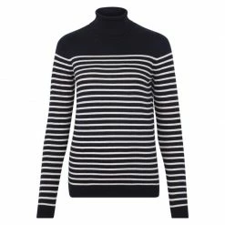 Cheap π Womens Ultra-Fine Cotton Roll Neck Breton Tia Jumper - Navy By Paul James Knitwear β