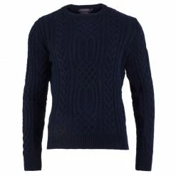 Outlet 𧨠Anderson - Merino Wool Chunky Cable Sweater - Navy By Paul James Knitwear π