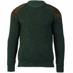 Best deal 🎉 Mens Chunky British Wool Ribbed Shooting Jumper - Loden By Paul James Knitwear ✔️