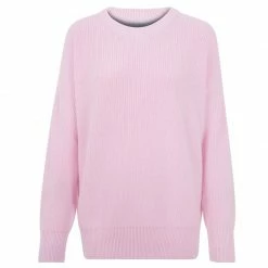 Brand new 👏 Womens 100% Cotton Ribbed Crew Neck Tiffany Jumper - Soft Pink By Paul James Knitwear 😉