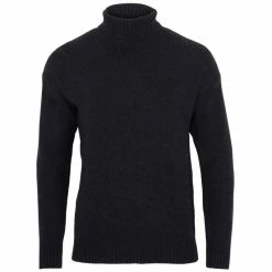 Hot Sale ⌛ Mens Merino Cashmere Submariner Roll Neck Alessandro Jumper - Anthracite By Paul James Knitwear 💯