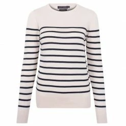 Top 10 👏 Womens Ultra-Fine Cotton Breton Crew Neck Tavia Jumper - Ecru By Paul James Knitwear ❤️