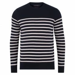 Brand new π― Mens 100% Cotton Striped Breton Allen Sweater - Navy By Paul James Knitwear π₯