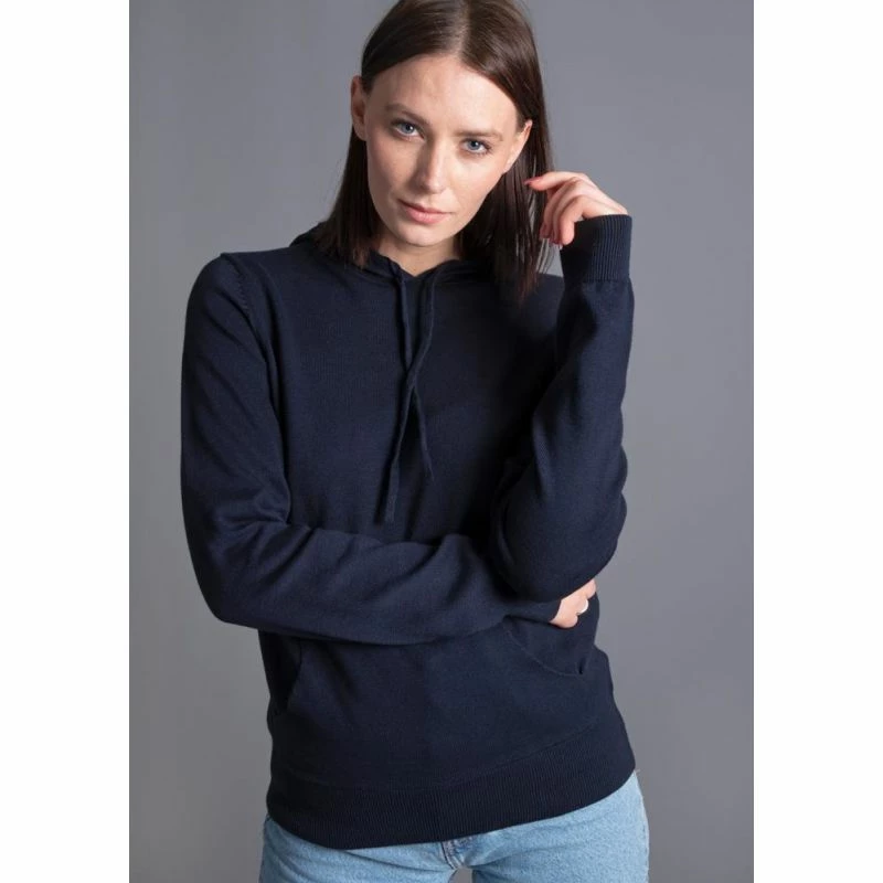 Best Sale ✨ Womens Pure Cotton Hooded Long Sleeve Jumper Navy By Paul James Knitwear ✔️ 4 Best Sale ✨ Womens Pure Cotton Hooded Long Sleeve Jumper Navy By Paul James Knitwear ✔️ - Image 2