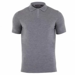 Best reviews of 🎁 Mens 100% Extra Fine Merino Wool Short Sleeve Polo 👕 Shirt - Mid Grey By Paul James Knitwear 😀