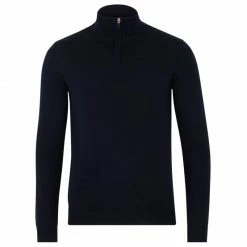 Best Pirce π Mens Extra Fine Merino Wool Quarter Zip Jumper - Black By Paul James Knitwear β¨