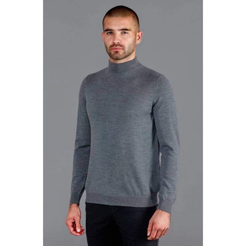 Best Pirce π₯° Mens Extra Fine Merino Wool Mock Turtleneck Shaw Jumper - Mid Grey By Paul James Knitwear β 4 Best Pirce π₯° Mens Extra Fine Merino Wool Mock Turtleneck Shaw Jumper - Mid Grey By Paul James Knitwear β - Image 2