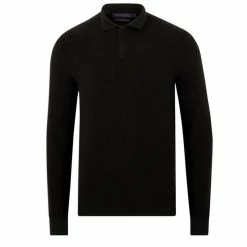Cheap 🎁 Mens 100% Cotton Moss Stitch Ethan Polo 👕 Shirt - Black By Paul James Knitwear 🌟