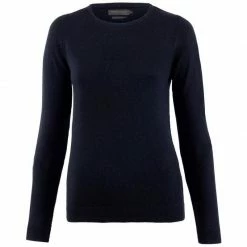 Budget π Womens Pure Extra Fine Merino Wool Crew Neck Hannah Jumper - Navy By Paul James Knitwear π