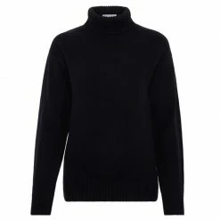 Wholesale 🛒 Womens Pure Cotton Lightweight Submariner Roll Neck Jumper - Black By Paul James Knitwear 🧨