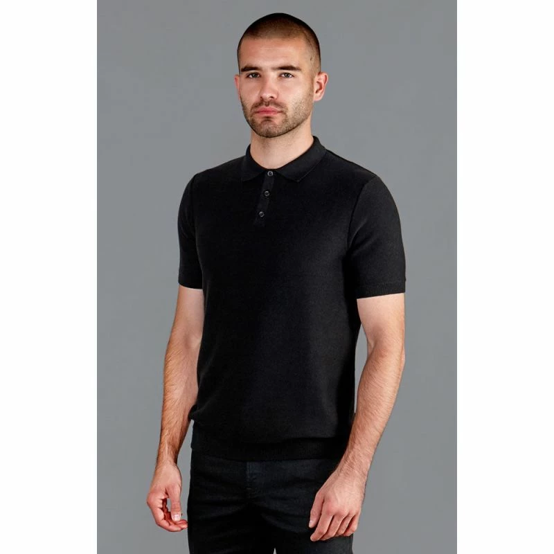 Brand new π Mens Midweight 100% Cotton Short Sleeve Polo Zachary π Shirt - Black By Paul James Knitwear π 4 Brand new π Mens Midweight 100% Cotton Short Sleeve Polo Zachary π Shirt - Black By Paul James Knitwear π - Image 2