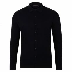 Top 10 👍 Mens Lightweight Extra Fine Merino Long Sleeve Aiden 👚 Shirt - Black By Paul James Knitwear 🎉