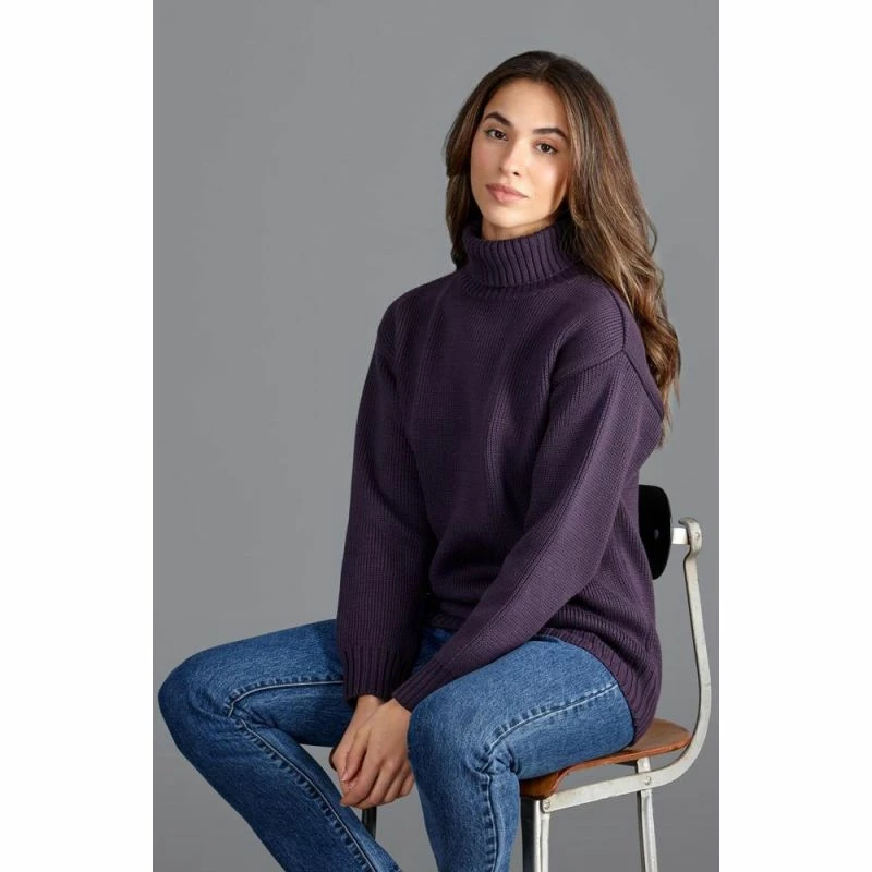 Coupon π₯° Womens Pure Cotton Heavyweight Submariner Roll Neck Jumper Tabitha - Blackcurrant By Paul James Knitwear π₯ 5 Coupon π₯° Womens Pure Cotton Heavyweight Submariner Roll Neck Jumper Tabitha - Blackcurrant By Paul James Knitwear π₯ - Image 3