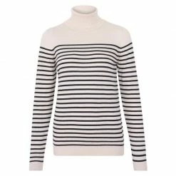 Cheapest π Womens Ultra-Fine Cotton Roll Neck Breton Tia Jumper - Ecru By Paul James Knitwear π