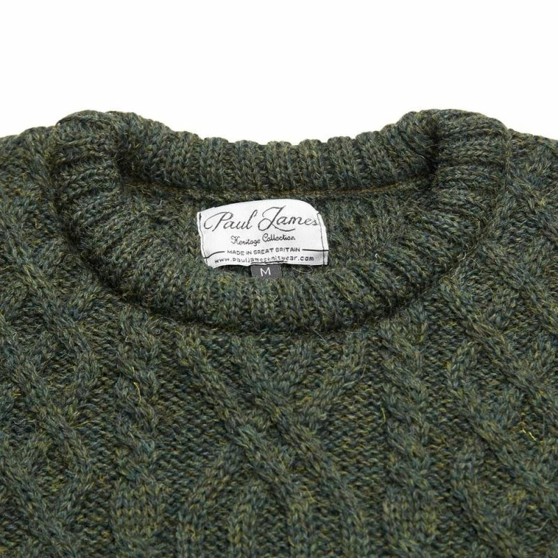 Promo π Jarvis - Mens British Wool Aran Cable Sweater Green By Paul James Knitwear π 10 Promo π Jarvis - Mens British Wool Aran Cable Sweater Green By Paul James Knitwear π - Image 8