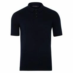Coupon ✔️ Mens 100% Ultra Fine Cotton Short Sleeve Polo 👚 Shirt - Navy By Paul James Knitwear ✔️