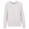 Flash Sale 💯 Womens Midweight 100% Cotton Crew Neck Cable Ffion Jumper - Bone White By Paul James Knitwear ⌛