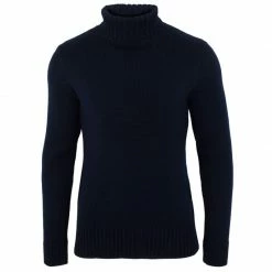 Discount 😀 The Fitted Submariner Roll Neck Merino Wool Jumper - Navy By Paul James Knitwear 🔔