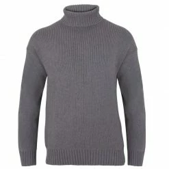 Budget ⭐ Mens 100% Cotton Submariner Roll Neck Jumper Ash Grey By Paul James Knitwear ✨
