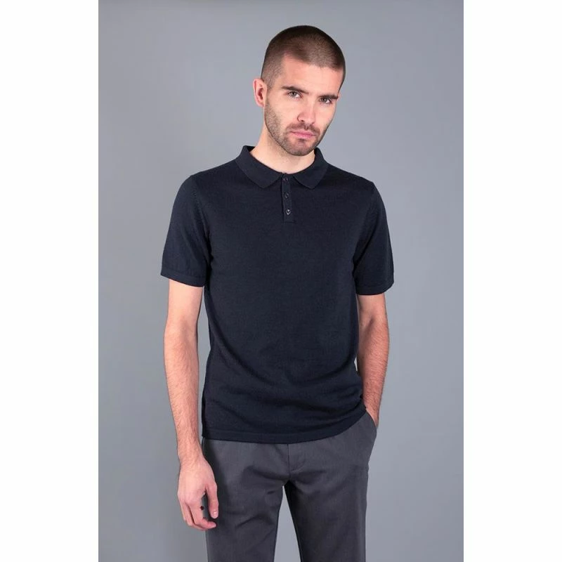 Cheap π Mens 100% Extra Fine Merino Wool Short Sleeve Polo π Shirt - Navy By Paul James Knitwear π 6 Cheap π Mens 100% Extra Fine Merino Wool Short Sleeve Polo π Shirt - Navy By Paul James Knitwear π - Image 4
