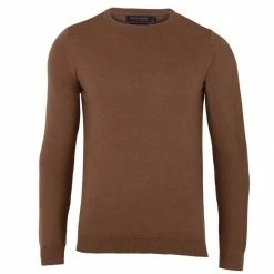 Cheapest π₯ Mens Extra Fine Merino Wool Crew Neck Callington Jumper - Camel By Paul James Knitwear π₯