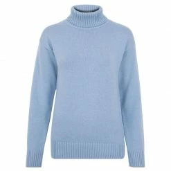 Best reviews of 🤩 Womens Pure Cotton Lightweight Submariner Roll Neck Jumper - Sky Blue By Paul James Knitwear 😉