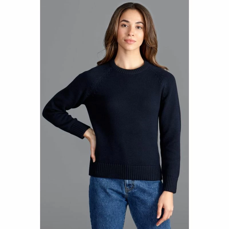 Budget π Womens Midweight 100% Cotton Raglan Crew Neck Taja Jumper - Navy By Paul James Knitwear π 5 Budget π Womens Midweight 100% Cotton Raglan Crew Neck Taja Jumper - Navy By Paul James Knitwear π - Image 3